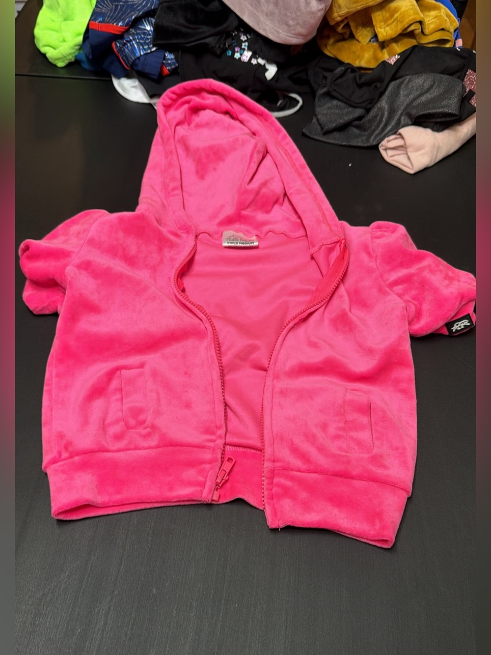 Tiger Friday Girls' Hot Pink Hooded Velour Jacket child Med